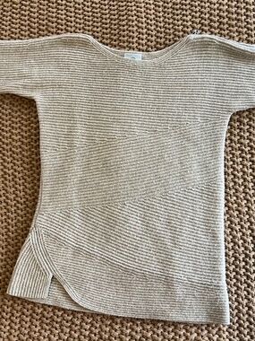 Bogner Women's Tan Wool Cashmere Knit Boat Neck Sweater Tan Size 4
